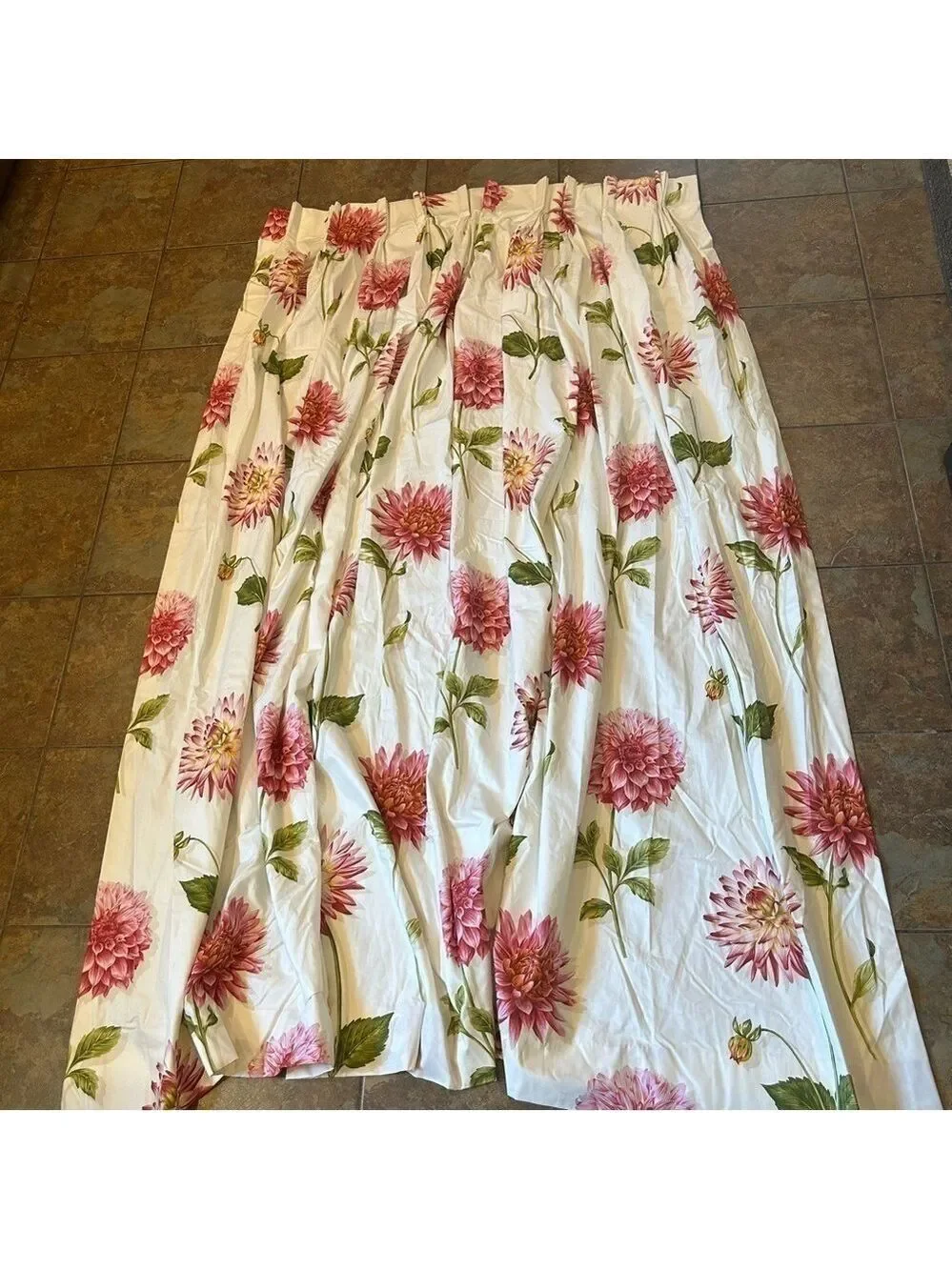 Vintage Retro Custom Made Floral Curtains Set 2 Pinched Pleat Botanical